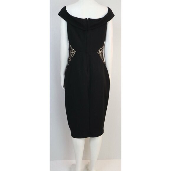 BISOU BISOU MICHELE BOHBOT - WOMEN'S BLACK OFF THE SHOULDER DRESS - SIZE 10 - Picture 6 of 8